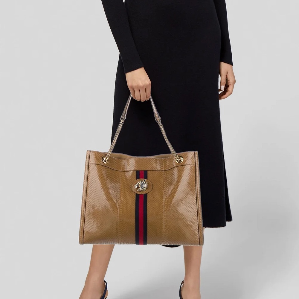 Gucci Rajah Python Tote Large Tan - Picture 3 of 5
